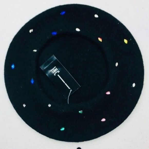 INC Classic Wool Beret Embellished with Multi-Colored Crystal Accents - MSRP $38 - Picture 5 of 6